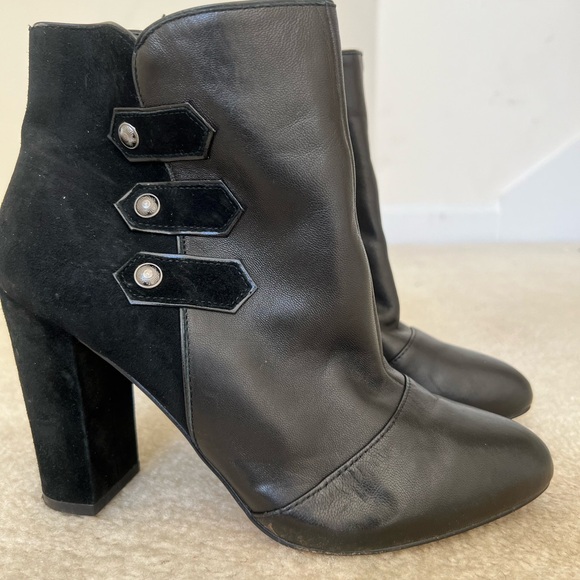 Black Leather/Suede Ankle Boot Size Women’s 7M - Picture 7 of 10